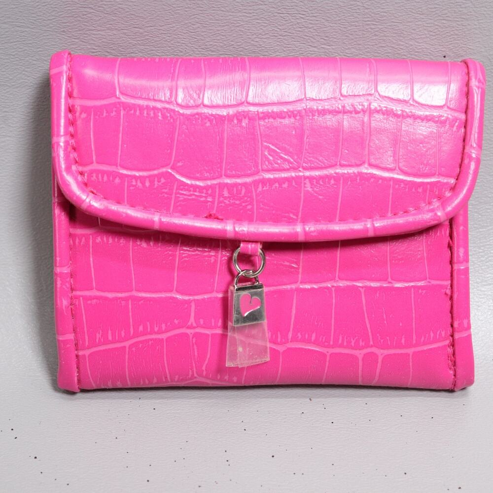 Mary Kay Clutch Wallet S Hot Pink Faux Croc Embossed Leather Trifold Cards Cash